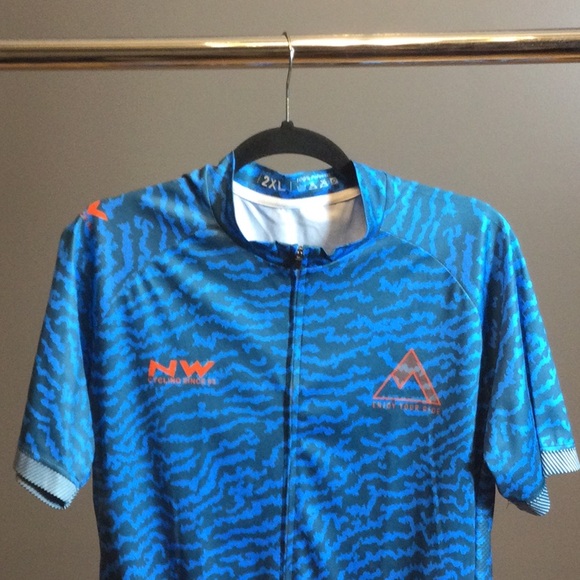 1X NW blue zig zag print full zip cycling jersey - Picture 5 of 16